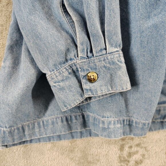 Blair Women Size XL Embroidered Angel Denim Button Down Shirt Top 90s Grannycore - Picture 9 of 12